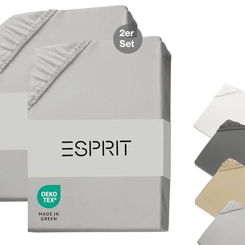 Esprit Spannbettlaken 90x200cm 2er Pack Frottee grau - Hochwertige Spannbettlaken für Matratzen bis 30 cm, atmungsaktiv und formstabil. Perfekter Sitz für komfortablen Schlaf, ideal für Boxspring- und Kinderbetten.