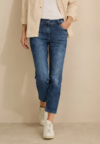 5-Pocket-Jeans CECIL "Style Scarlett" für Damen - Damen Jeans in slim fit, knöchelfrei und mit Stretch für optimalen Tragekomfort. Perfekt für lässige Freizeitslooks. Bestseller in mid blue used wash.