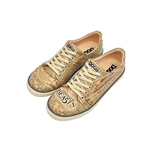 DOGO Classic Schnürsneaker Mappa Mundi - Handgefertigte Damen Sneaker - Einzigartige Damen Sneaker aus hochwertigem Lederimitat, handgefertigt und atmungsaktiv. Ideal für jeden Look, ob casual oder auffällig. Nachhaltig und tierfreundlich!