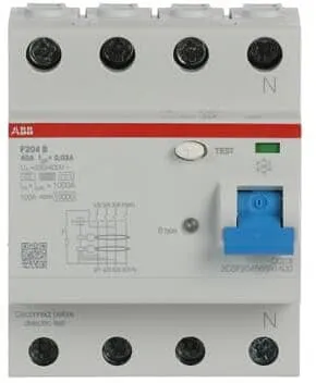 ABB F204B-40 0,03 FI-Schutzschalter Typ B - Allstromsensitiv, 10 ms kurzzeitverzögert und stoßstromfest für maximale Betriebssicherheit
