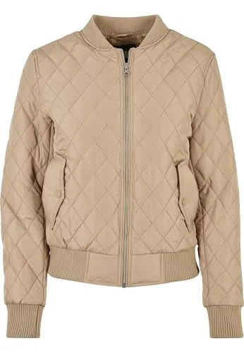 Urban Classics Damen Diamond Quilt Nylon Jacket - unionbeige, S - Funktionsjacke in unionbeige mit regulärer Passform und lässigem Design. Ideal für den Alltag, aus 100% Polyester und maschinenwaschbar.