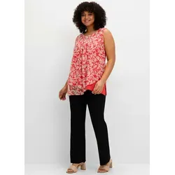Blusentop SHEEGO, Damen, Gr. 58, orange (hummer, gemustert), 100% Polyester, Blusen