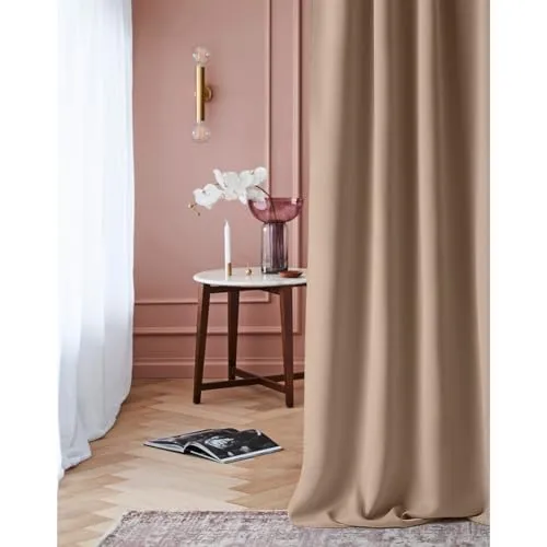 room99 Vorhang mit Kräuselband Laurel 180 x 250 cm Breite x Höhe Verdunkelung Blickdicht Schiebegardinen Curtain Wohnzimmer Schlafzimmer für Schienensystem Beige, 1 Stück
