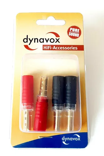 Dynavox High-End 4er Set Bananenkupplung vergoldet 2x rot 2x schwarz Hohlstecker