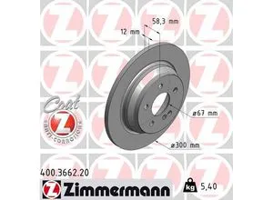 Zimmermann Bremsscheibe COAT Z 400.3662.20 - Hochwertige Bremsscheibe für optimale Bremsleistung, ideal für sicheres Fahren und verbesserte Sicherheit im Straßenverkehr.