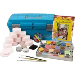 Eulenspiegel 299548 - Schmink-Koffer Einsteiger, 24 Profi-Aqua Farben und Glitzer, ideal für Karneval und Mottopartys