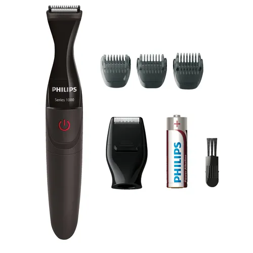 PHILIPS MG1100/16 Series 1000 Bartschneider - Barttrimmer mit DualCut-Technologie für präzises Trimmen und Stylen. Der hautfreundliche Detailrasierer sorgt für saubere Konturen und ist abwaschbar für einfache Reinigung.