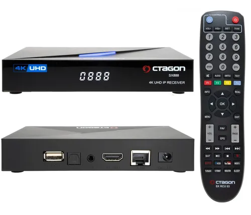 Octagon SX888 V2 - 4K UHD IP Receiver mit DualOS, ruckelfreie Wiedergabe und umfangreiche App-Auswahl für maximales Entertainment