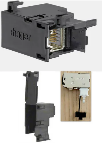 Hager RJ45-Buchse ZZ45ZP6 IP2X, Montage im Raum für Zusatzanwendungen