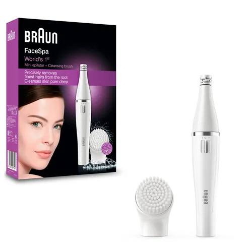 Braun FaceSpa 810 - Gesichtsepilierer und Gesichtsreinigungsbürste, entfernt 4x kürzere Haare, 100 % wasserdicht für Dusche