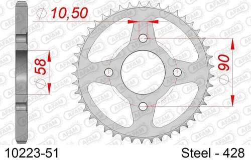 AFAM Kettenrad 10223-51 - Kettenrad für Radantrieb, 51 Zähne, ideal für kraftfahrzeugkompatible Anwendungen, robust und langlebig