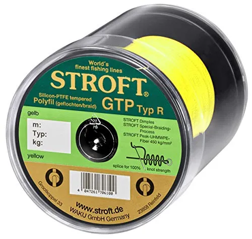 STROFT GTP Typ R1-4.5 Kg 150 m Gelb Yellow - Fliegenschnüre, geflochten mit 4,5 kg Tragkraft und 150 m Länge, ideal für präzises Angeln und hohe Belastungen.