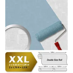 Profhome Vliestapete 262110-GU Struktur Tapete Geometrisch matt weiß 26,5 m2, strukturiert, matt, (1 XXL Rolle, doppelte Breite, 26,50 qm), Vliestapete zum Überstreichen in weiß weiß 1.06 m x 25 m
