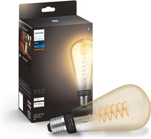 Philips Hue White E27 Lampe Filament Giant Edison, Vintage-Design, dimmbar, warmweißes Licht, steuerbar via App, kompatibel mit Amazon Alexa (Echo, Echo Dot)