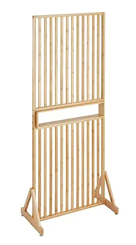 WENKO Raumtrenner Kailua, braun - Paravent aus 100% Bambus, mit integrierter Ablage für persönlichen Touch und nachhaltige Gestaltung. Ideal für mehr Privatsphäre in jedem Raum.