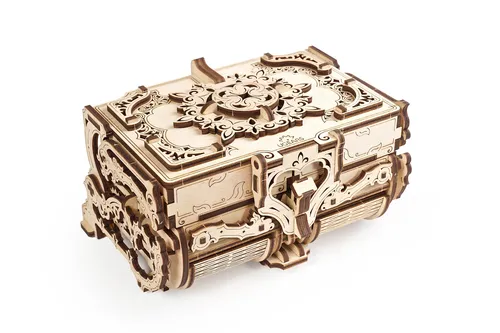 UGEARS Schatulle 3D Modellbausatz - Antike Holztruhe, kreatives DIY-Erlebnis für Erwachsene mit exquisiter Blumenschnitzerei und sicherer Lagerung