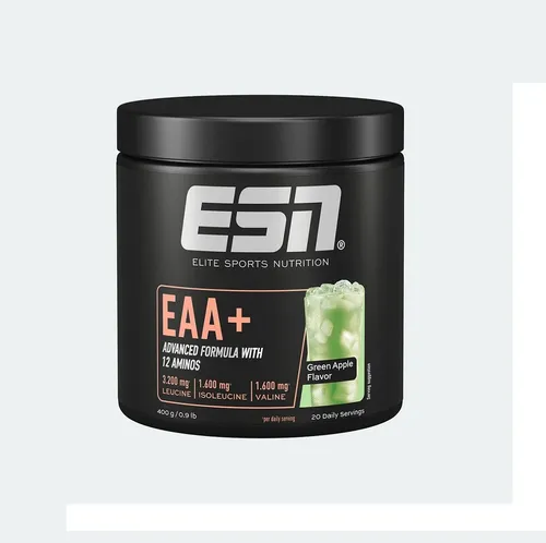 ESN Aminos EAA+ Lemon Iced Tea 400g - Leckere Aminosäuren-Mischung mit 9 essentiellen Aminosäuren und Vitamin B6. Ideal für die Unterstützung der Fitnessziele. Perfekt löslich und vegan – für erfrischende Genussmomente.