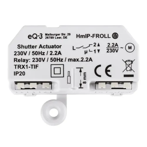 Homematic IP Smart Home Rollladenaktor – Unterputz für elektrische Rollläden - Rollladenschalter zur digitalen Steuerung von Rollläden per App, Alexa & Google Assistant. Ideal für smartes Nachrüsten und individuelle Zeitsteuerung.