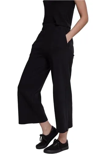 Urban Classics Damen Culotte Black, XS - Bequeme Hose mit weitem Bein - Damen-Hosen mit elastischem Bund für perfekten Tragekomfort und zwei praktischen Hosentaschen. Ideal für lässige Styles und in mehreren Farben erhältlich.