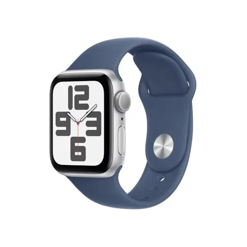 Apple Watch SE (2. Generation) GPS 40 mm - Smartwatch in Silber mit Denim Sportarmband, Fitness- und Schlaftracker, Sturzerkennung und 3 Monate Apple Fitness+ kostenlos