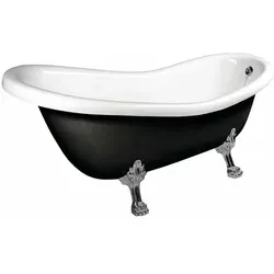 RETRO Freistehende Badewanne 158x73x72cm mit Chromfüßen - Elegante RETRO Badewanne in Schwarz/Weiß, ideal für stilvolle Badezimmer. Ihr freistehendes Design sorgt für luxuriöse Entspannung und setzt einen modernen Akzent.