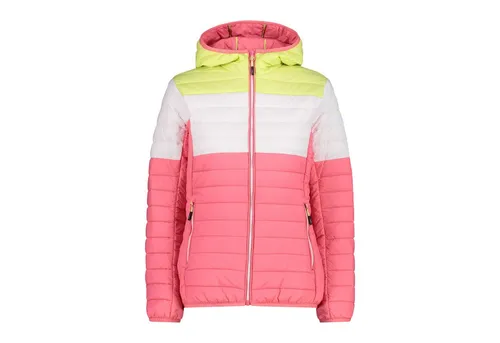 CMP Woman Jacket FIX Hood corallo-citric-bianco (33CL) 44 - Funktionsjacke mit Feel Warm Wattierung, die auch bei Nässe isoliert. Technischer Look mit Kapuze und praktischen Reißverschlusstaschen, ideal für aktive Damen.