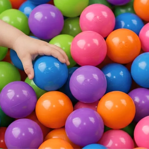 bunte Bälle für Bällebad 5,5cm Babybälle Plastikbälle Baby Spielbälle Pastell 50