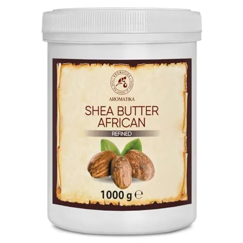 Sheabutter Raffiniert 1000g - Butyrospermum Parkii - Karité Bodybutter - Körperbutter - Shea Butter für Sehr Trockene Haut - Haarkur - Hautpflege - Nägelpflege - Handpflege - Massage