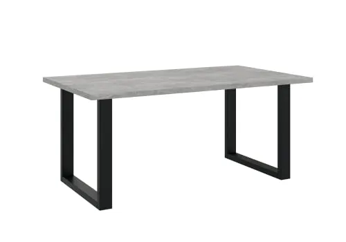 PROROOM FURNITURE - Brooky Table - Esstisch - Rechteckig - 160x90x75 cm - mit Schwarzen Metallbeinen in U-Form - Modern - für Esszimmer, Küche, Wohnzimmer, Salon - Grau/Steinoptik