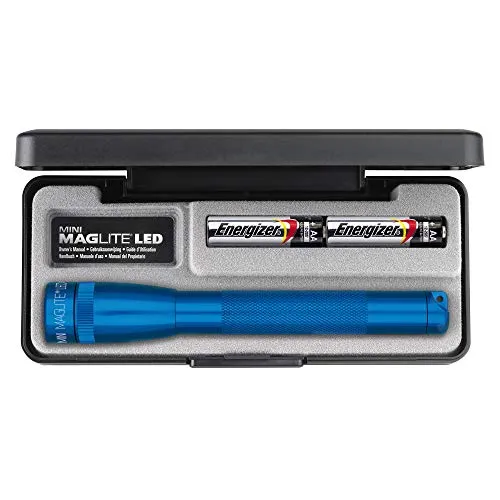 Mini Maglite 2AA Multimode LED-Taschenlampe, 97 Lumen, 17 cm blau inkl. 2 Mignon-Batterien im Etui, SP22117F