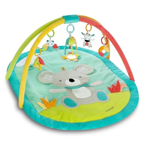 Fehn Baby Gym DoBabyDoo, 3-D-Activity-Decke Koala - Spielbögen für Babys mit Quietsche, Rassel und Spiegel, ideal zur Förderung der Sinne und Motorik von Geburt an, waschbar für einfache Pflege.
