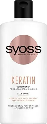 Syoss Intense Keratin Conditioner 440 ml - Pflegender Conditioner für brüchiges Haar, nährt und schützt die Haarfasern, sorgt für Geschmeidigkeit und Glanz. Ideal nach der Haarwäsche für leicht kämmbares Haar.