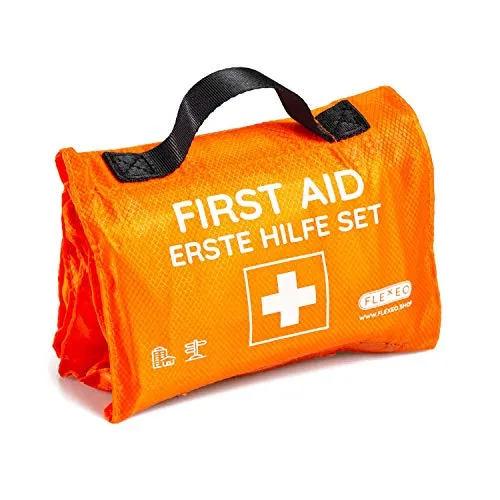 Erste Hilfe Set Outdoor für Reisen, Wandern, Camping, Sport - kompakte Notfall Ausrüstung für unterwegs - 59-teilige Reiseapotheke mit Rettungsdecke uvm. (Wasserabweisend)