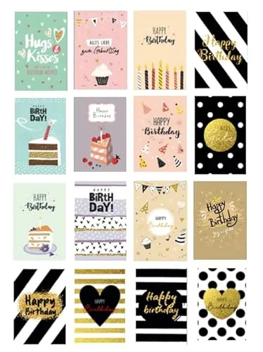 Premium Geburtstagskarten Happy Birthday 18x12cm + Kuverts Geburtstag Karten 16