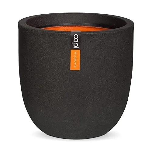 Capi Europe Blumentopf Kugel Smooth NL - Schwarz, 35x34 cm - Garten-Zubehör mit modernem Design, bruchsicher und 100% recycelbar – ideal für Innen- und Außeneinsatz, frost- und UV-beständig.