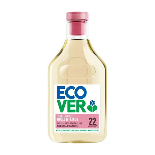 Ecover Waschmittel Universal Lilie und Melone, 1L - Ökologisches Universalwaschmittel für Feinwäsche und Wolle, energiesparend ab 30°C, mit angenehmem Duft und aus 100% recyceltem Plastik.