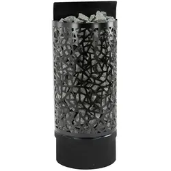 Infraworld Finnischer Saunaofen Atlas Wall Black 9 kW - Saunaöfen mit 60 kg Steinmenge für kraftvolle Aufgüsse, elegantes Design mit dekorativem Voronoi-Muster, ideal für entspannende Saunagänge.