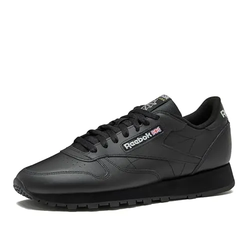 Reebok Unisex Classic Leather Sneaker - Cblack Cblack Pugry5, 42.5 EU, flach und bequem für den Alltag