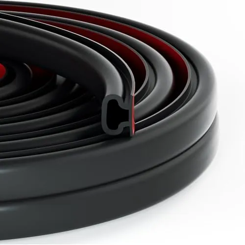 Selbstklebend Türdichtung Dichtungsband, Gummidichtung für Fenster & Türen – Zugluftstopper, Lärmschutz, Energieeffizienz, Wetterfest, Haustür Dichtung Door Seal Schalldämmung Dichtband (Schwarz, 7M)