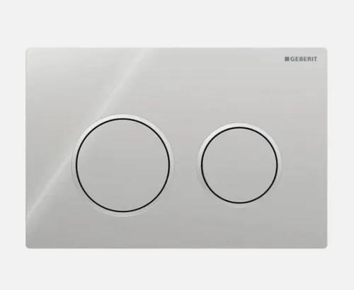 Geberit Betätigungsplatte Omega 20 115085KH1 - Sanitärinstallation, elegante hochglanz-verchromte Oberfläche für moderne Badezimmergestaltung und optimale Funktionalität.