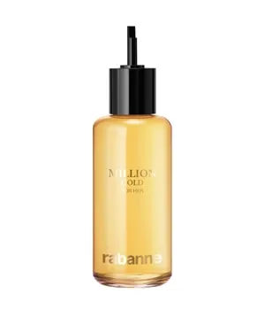 Rabanne Million Gold For Her Eau de Parfum 200 ml - Damendüfte mit goldener Sinnlichkeit, vereint ultrafeminine Blüten, spritzige Rose und mineralischen Moschus für ein Gefühl von Erfolg und Luxus.