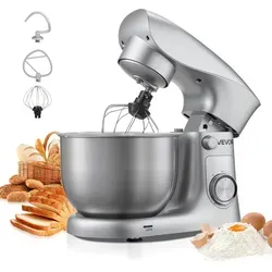 VEVOR Knetmaschine 1500 W – Vielseitige Küchenmaschine mit 4,2 L Edelstahlschüssel - Leistungsstarke Knetmaschine für die Küche! Mit 10 Geschwindigkeitsstufen und 3 Aufsätzen eignet sie sich perfekt für Teig, Füllungen und Schlagsahne. Ideal für große Mengen und einfache Reinigung.