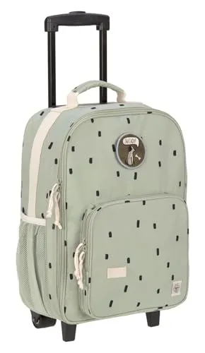 LÄSSIG Kinderkoffer Trolley Happy Prints oliv - Kindergepäck - Fördert die Eigenständigkeit beim Packen & Reisen, ideal für Kinder ab 3 Jahren mit leichtgängigen Rollen und verstellbarem Teleskopgriff.
