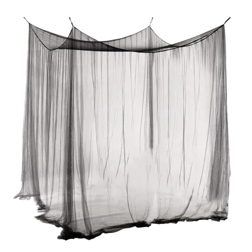 Aoreun Moskitonetz für Doppelbett Schwarz, 210x240x190 cm Großes Moskitonetz Bett Rechteckiger Netzvorhang Reise Insektenschutz Mückennetz, Mosquito Net Bed für Zuhause,Camping, 4 Einträge