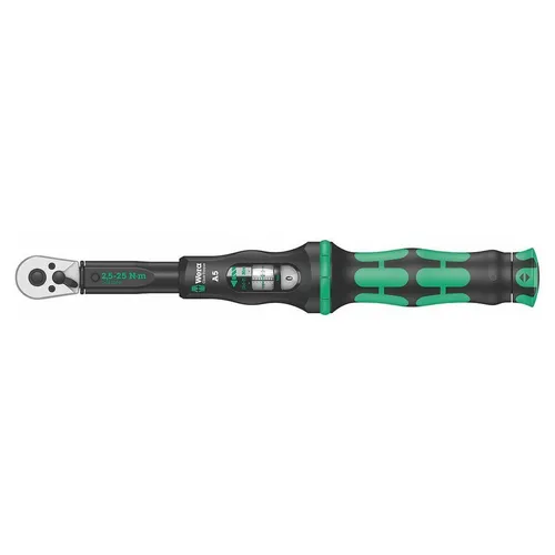 Wera Click-Torque A 5 Drehmomentschlüssel 1/4" (6.3 mm) - Präziser Klick-Drehmomentschlüssel für eine einfache und sichere Einstellung des Drehmoments von 2.5 - 25 N, ideal für professionelle Anwendungen.