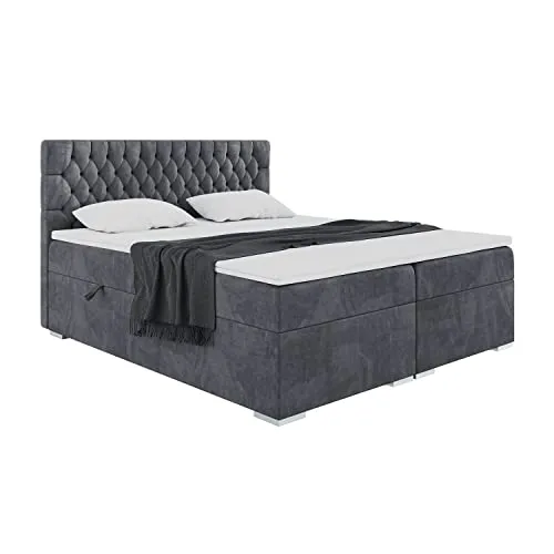 MEBLINI Boxspringbett DALIA mit Stauraum - Gepolstertes Doppelbett 180x200 cm - Komfortables Boxspringbett mit zwei praktischen Bettkästen und hochwertigem 5 cm Topper für erholsamen Schlaf. Elegantes Design und cleverer Stauraum für Ihr Schlafzimmer.