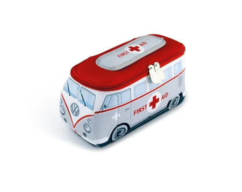 BRISA VW Collection - Volkswagen Neopren Kulturtasche T1 Bulli Bus - Make-up Taschen & Etuis: Offiziell lizenziertes Volkswagen Produkt mit fünf praktischen Fächern, ideal als Kosmetiktasche oder Reiseapotheke. Stylisches T1 Bulli Design und robuste Neoprenqualität.