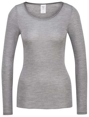 CALIDA True Confidence Langarmshirt Damen - Unterhemden & BH-Hemden für Damen, aus temperaturausgleichender Wolle-Seide für optimalen Tragekomfort und Geruchsneutralität.