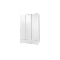Mid.you Drehtürenschrank - Weißer Kleiderschrank für Kinderzimmer - Kleiderschrank für Kinder- & Jugendzimmer mit 3 Drehtüren, 5 Fächern und 2 Schubladen, bietet stilvollen Stauraum und grifflose Eleganz für trendbewusste Kids.