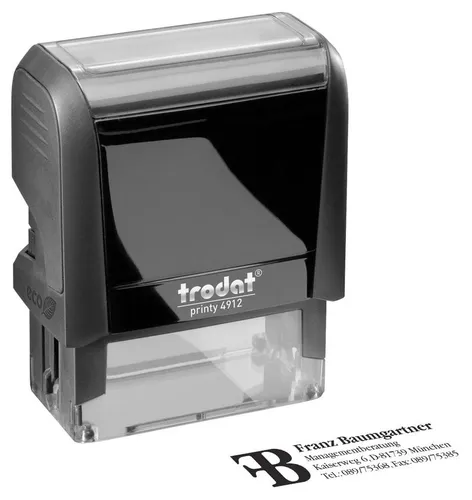 Trodat Textstempel Printy 4912, individualisierbar - Selbstfärbender Stempel mit 1-5 Zeilen, ideal für personalisierte Abdrucke im Büro oder für kreative Projekte.